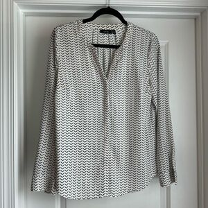 Printed Business Casual Button Up Blouse